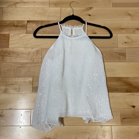 Zara Top Sequin Blouse in White size small - Picture 1 of 9